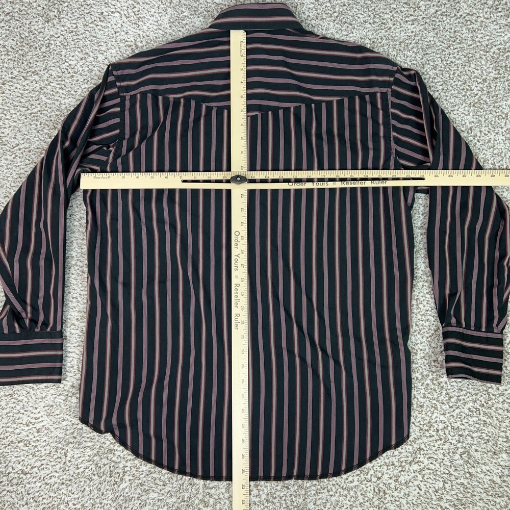 Wrangler Shirt Mens XL Black Stripe Pearl Snap Western Cowboy X Long Tails Top - Picture 5 of 7